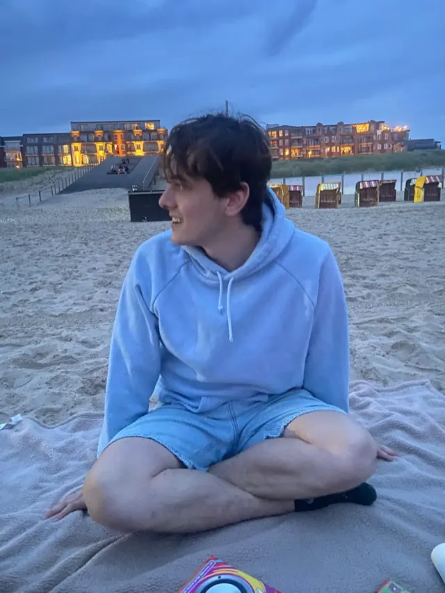 Lars at the beach at dusk