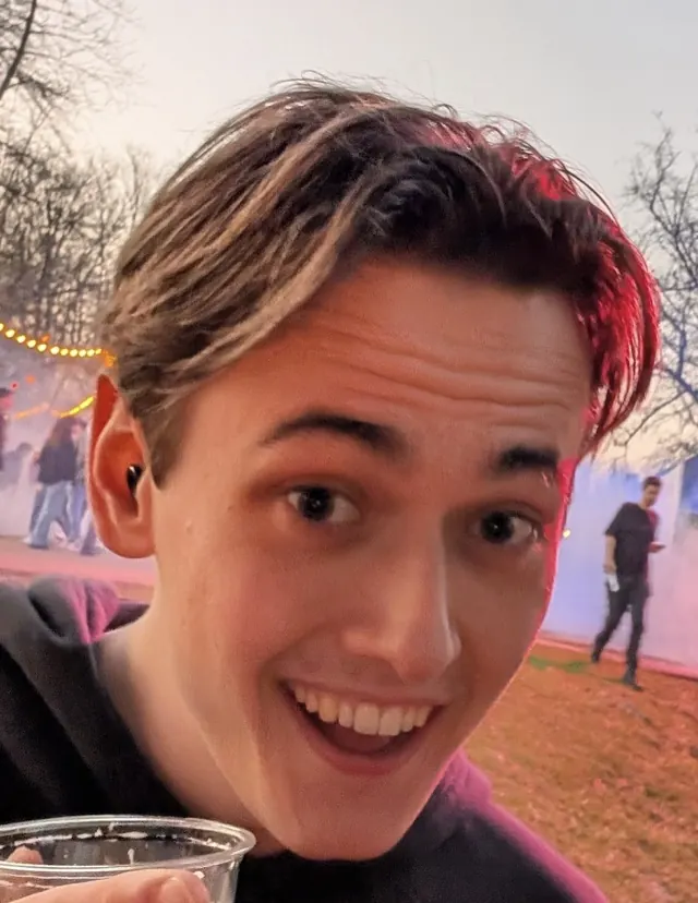 Lars, close up, mid-laugh